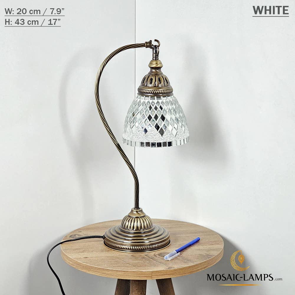 Mosaic Lamps - Wholesale Accent/Desk Lamp - 10+ Colors - Swan Neck Reading Table Lamp, Turkish Mosaic Re19