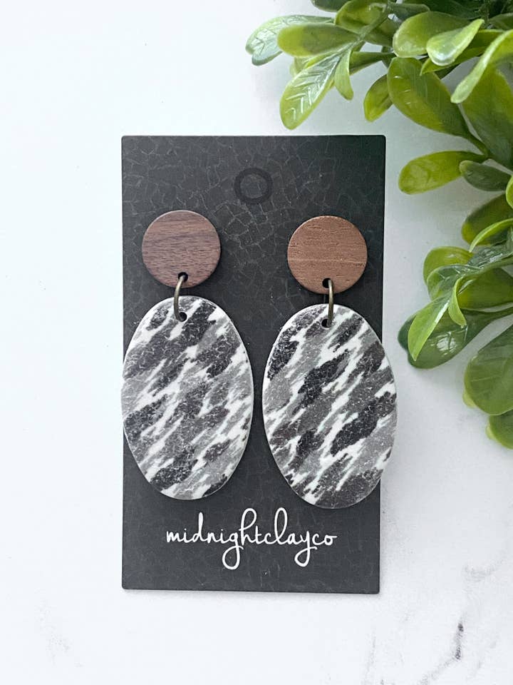 Brown and white earrings, earth tone jewelry, boho, chic for wholesale by midnightclayco