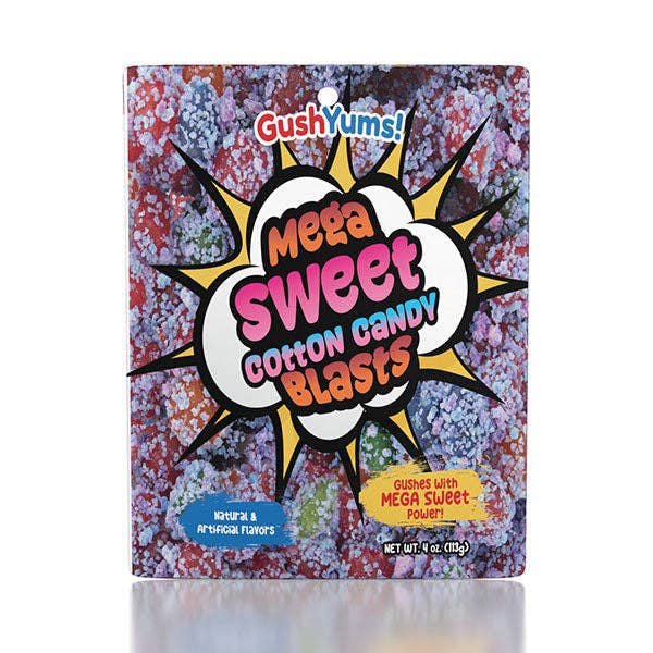 Showcase - Wholesale Gummy - GushYums Mega Sweet Cotton Candy Blasts Gushing Gummy Candy (4oz)