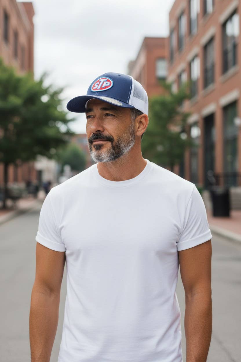 PNW Apparel - Wholesale Trucker Hat - Unisex - Retro Racing STP Oval Patch Trucker Hat2