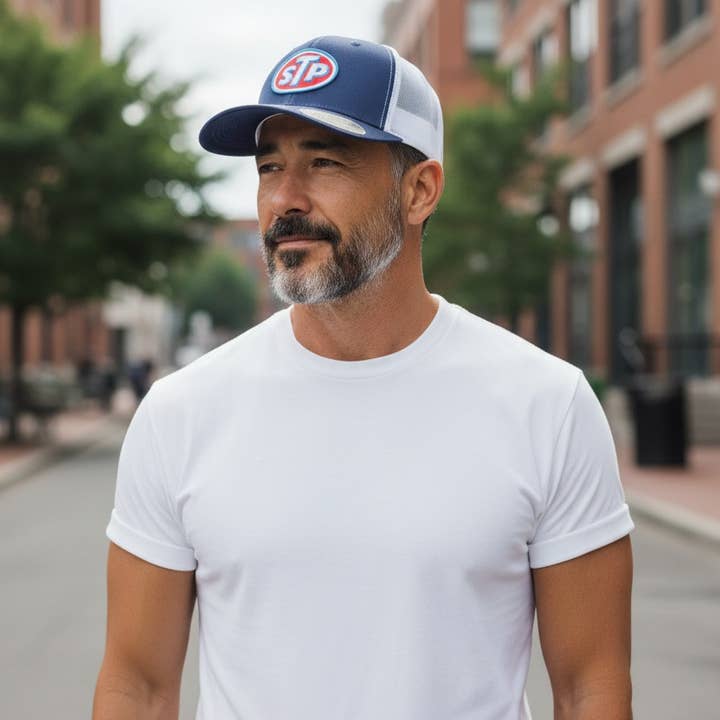 PNW Apparel - Wholesale Trucker Hat - Unisex - Retro Racing STP Oval Patch Trucker Hat2