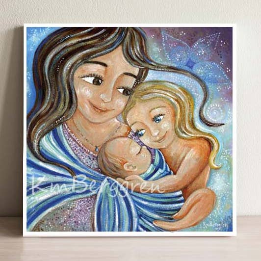 L'amour commence ici - Affiche artistique de grande sœur rencontrant le nouveau bébé pour la vente par Katie m. Berggren art & design, LLC