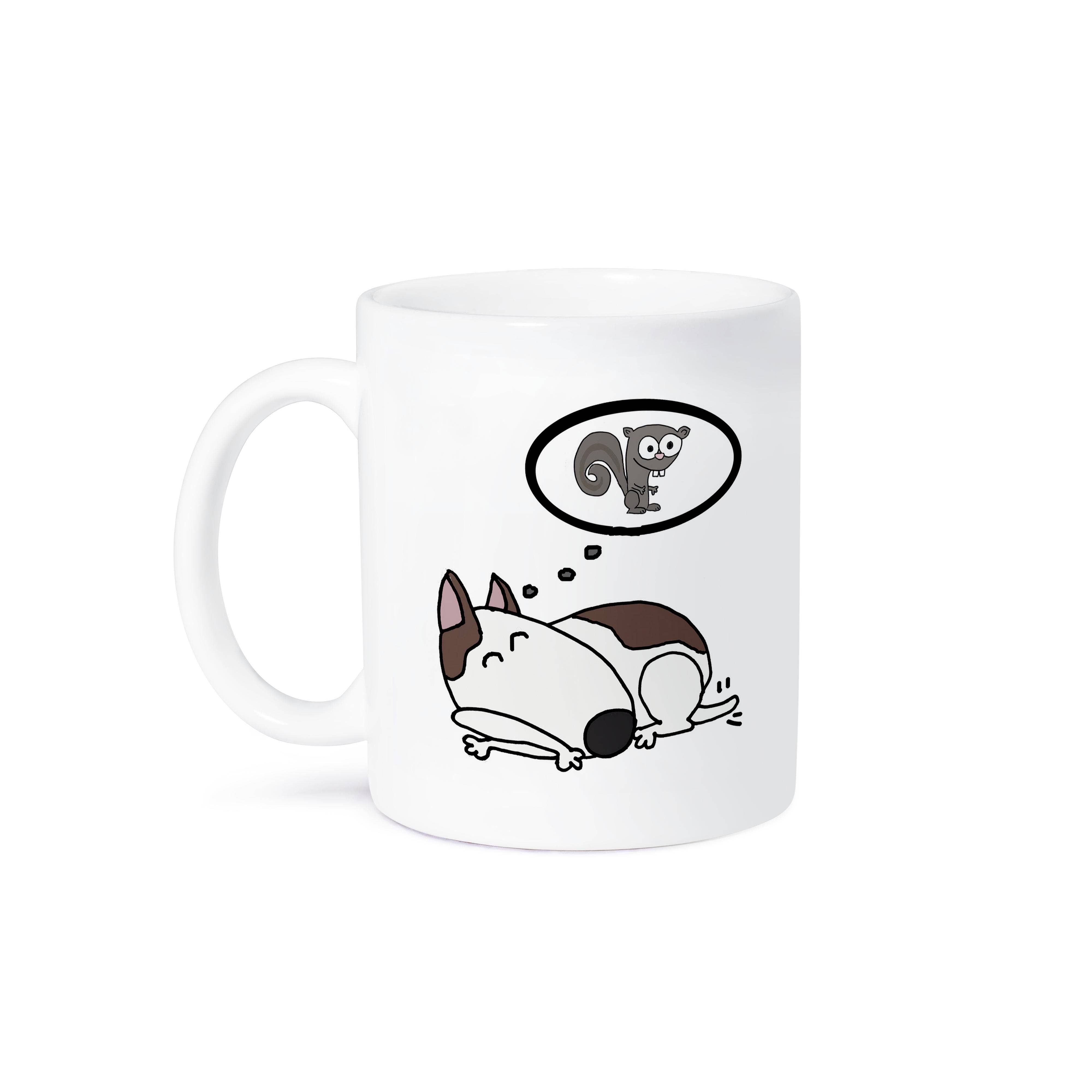 3dRose - Wholesale Coffee Mug - 3dRose, Funny Cute Bull Terrier Dog Dreaming of Chasing Squirrels, Mug8