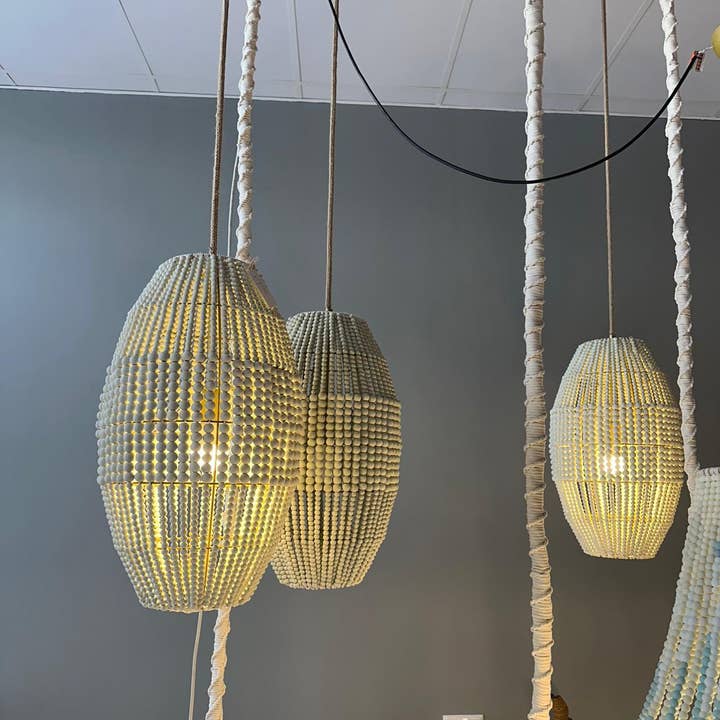 Joy's Arts - Wholesale Chandelier/Hanging Light - Handmade Wooden Bead Pendant Light, Boho Style Natural Hanging Lamp, Cozy Corner Light, Bedroom Pendant Lamp, Modern Boho Light, Chic Light2