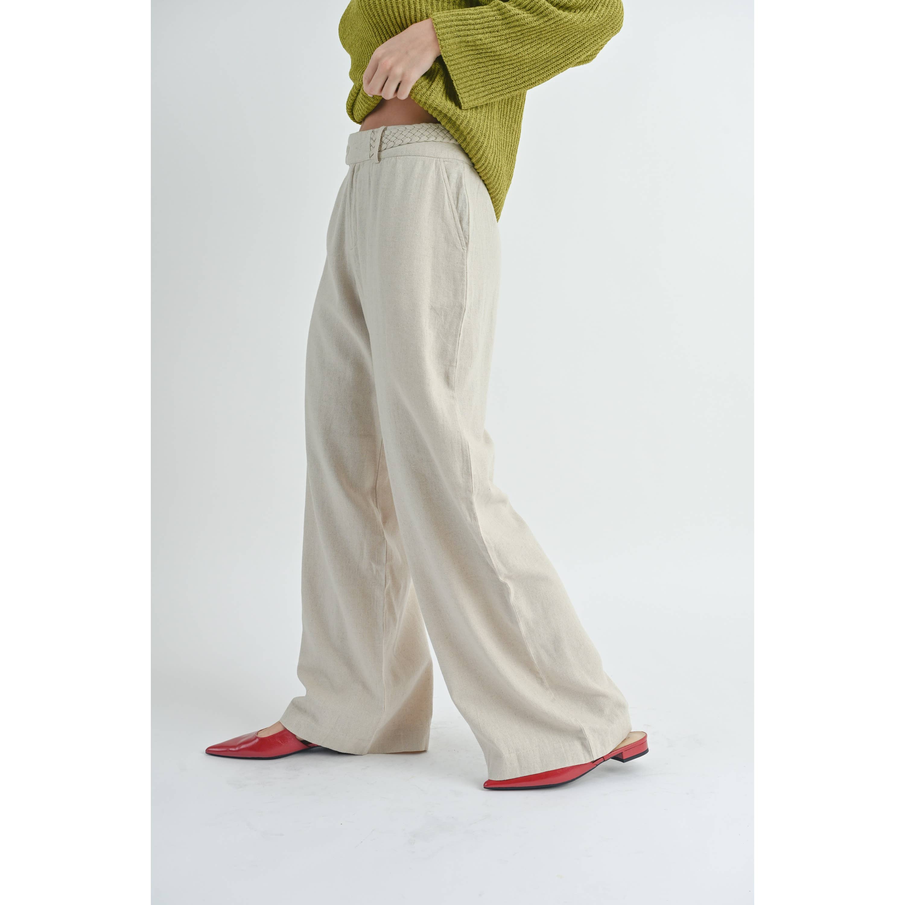 Peace Love Line – Großhandel Hose – Damen – PL1807 - LANGE LEINENHOSE MIT TASCHEN1