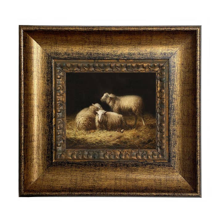 Madison Bay Co. - Historical Home Decor Reproductions - Wholesale Painting/Drawing - Sheep in the Hay Framed Painting Print on Canvas32