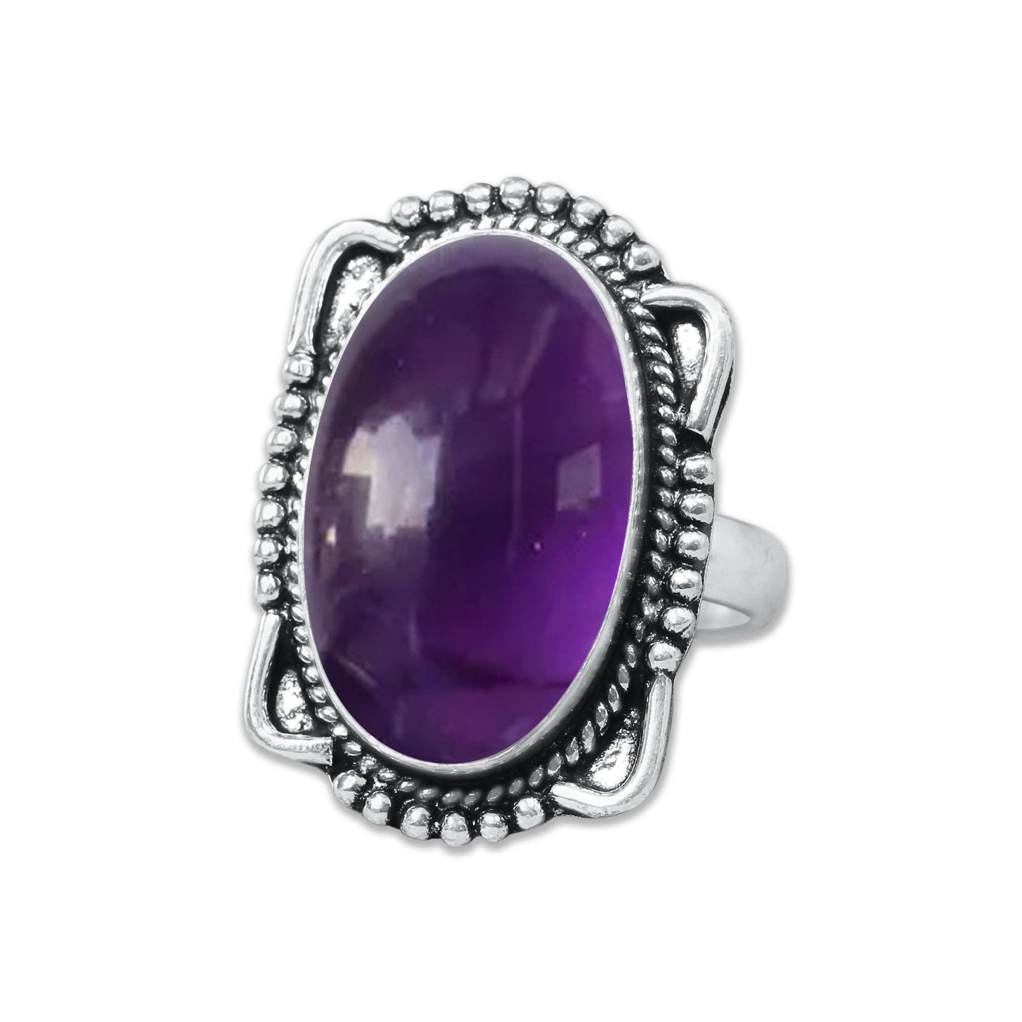 Handmade Jewels - Wholesale Cocktail/Statement Ring - Amethyst Rings for Women – Silver-Plated, Handmade, Deep Purple (US Sizes 6–10, Non-Adjustable)4