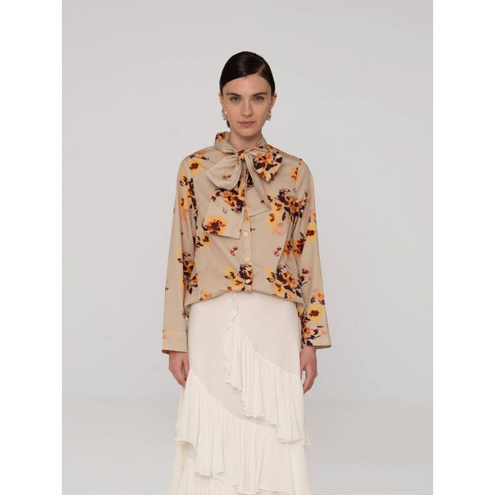 Juliette Floral Print Ribbon Blouse and other Purchase wholesale fabric covered button. Free returns & net 60 terms on Faire trending on Faire.