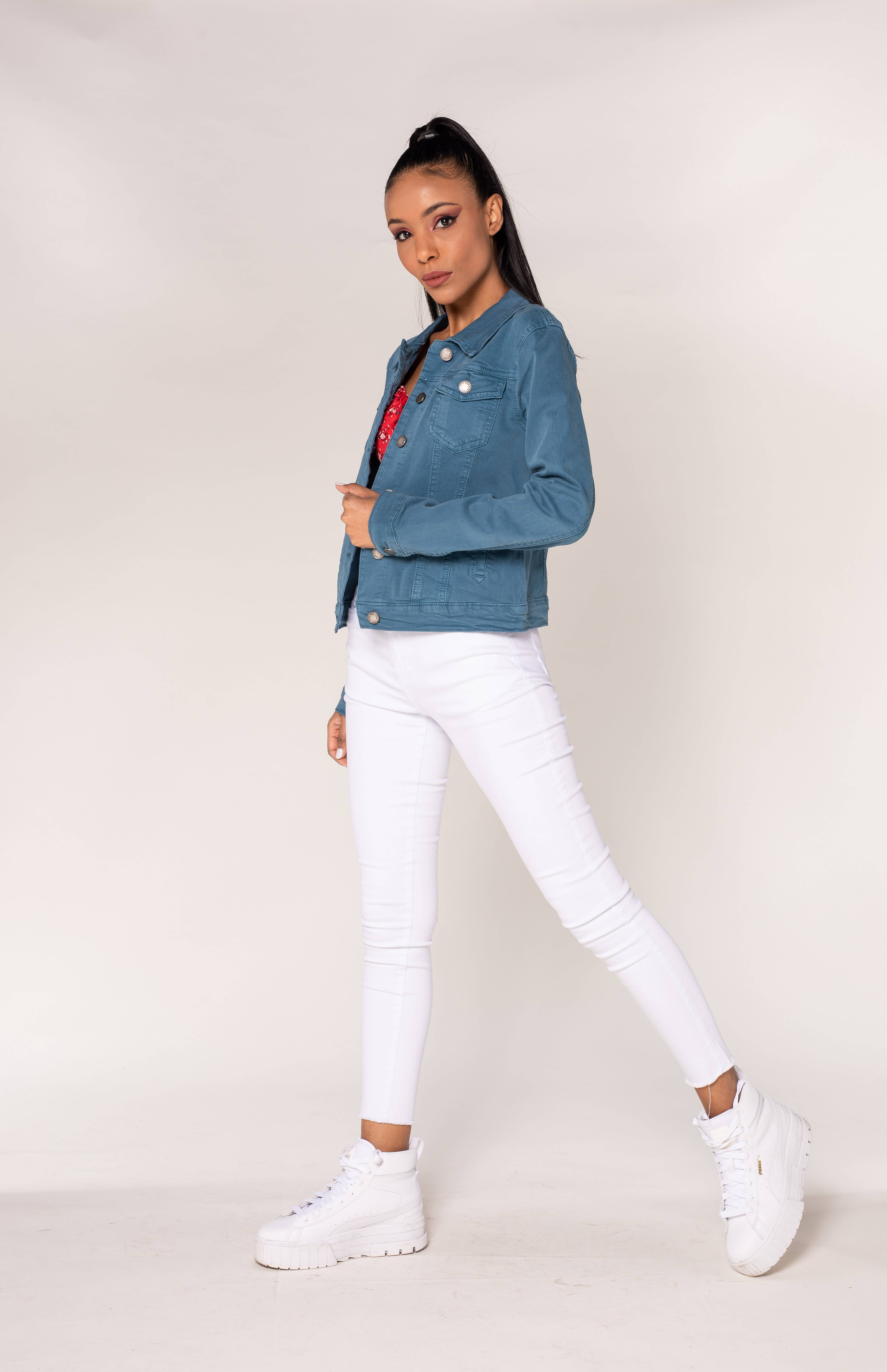 duck blue Slim stretch jacket in color J212 for wholesale on Faire2