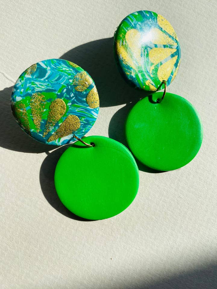 HARU Double Disc Handmade Polymer Clay Earrings for wholesale by Studio Khira