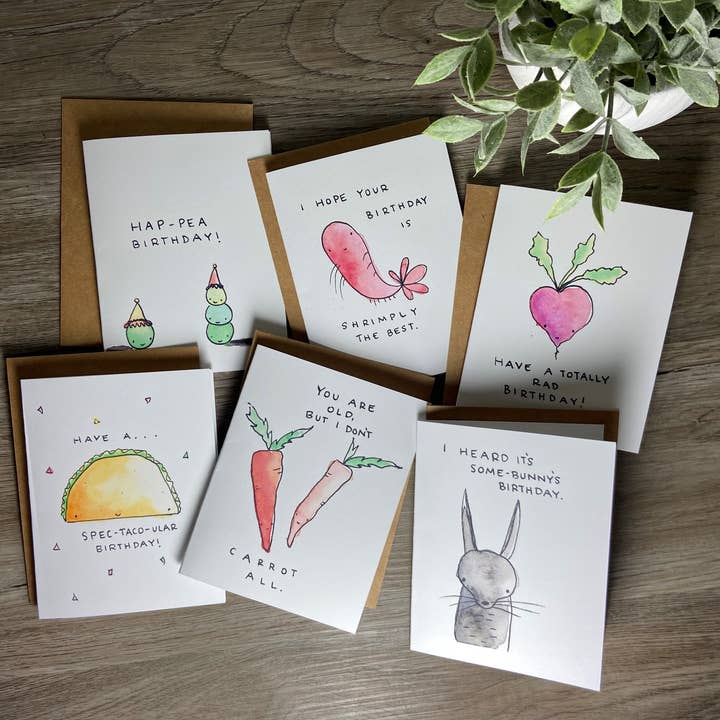 Ink + Splash - Wholesale Birthday Card - Assorted 6 Pack - Birthday Cards - Puns