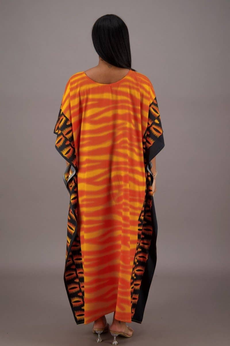 Single Color Orange Zebra Print Kaftan KAF-42202 for wholesale on Faire1