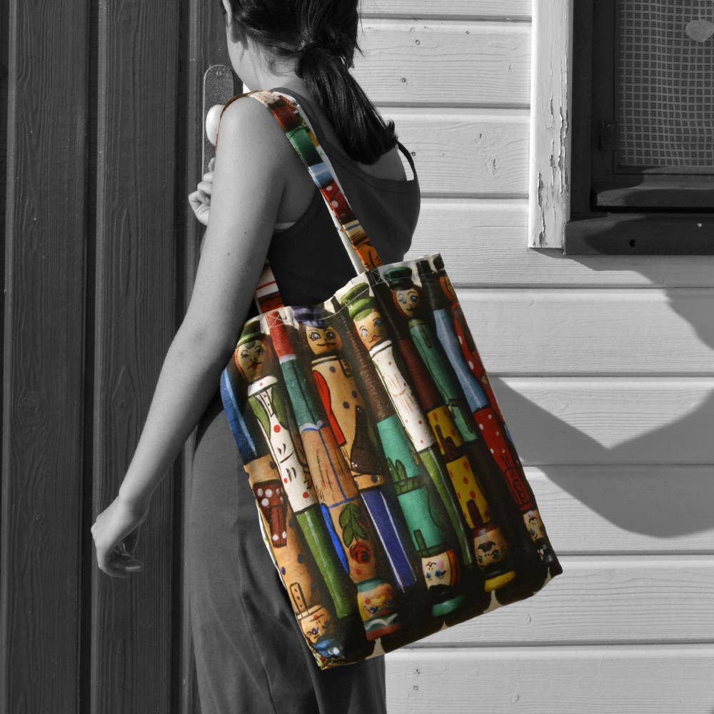 Maron Bouillie - Vendita all'ingrosso Borsa tote - Donna - Borsa tote Brocante « Bonshommes e Matryoshka »0