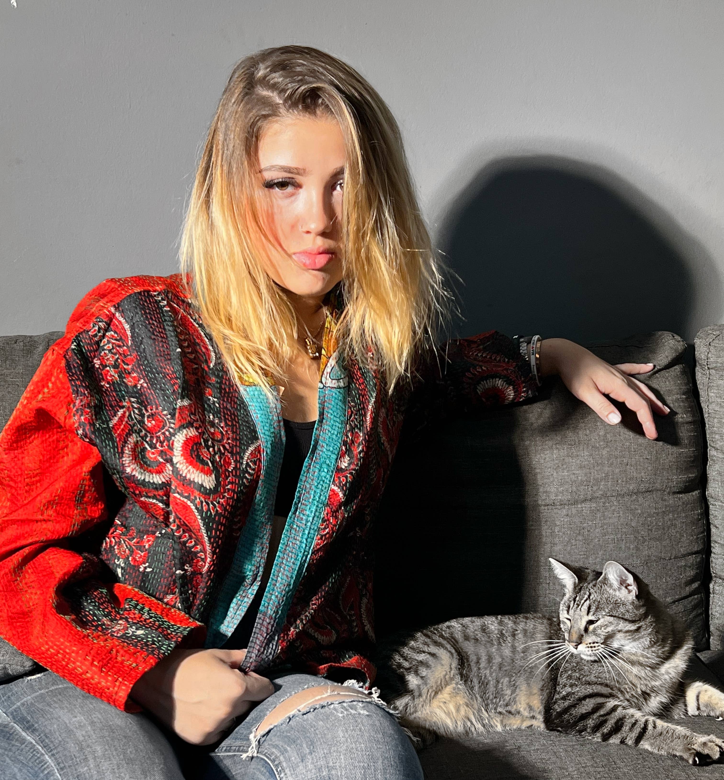 Kinomy – Blusão - Mulher por atacado – Casaco reversível curto/kimono, quimono de seda para mulher