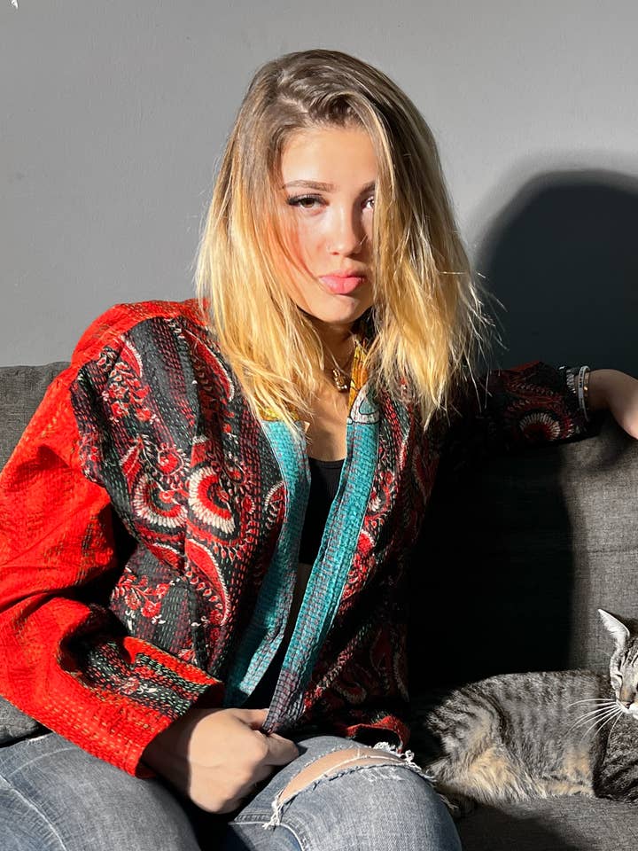 Kinomy - Vendita all'ingrosso Giacca - Donna - Giacca/kimono corta reversibile, kimono da donna in seta