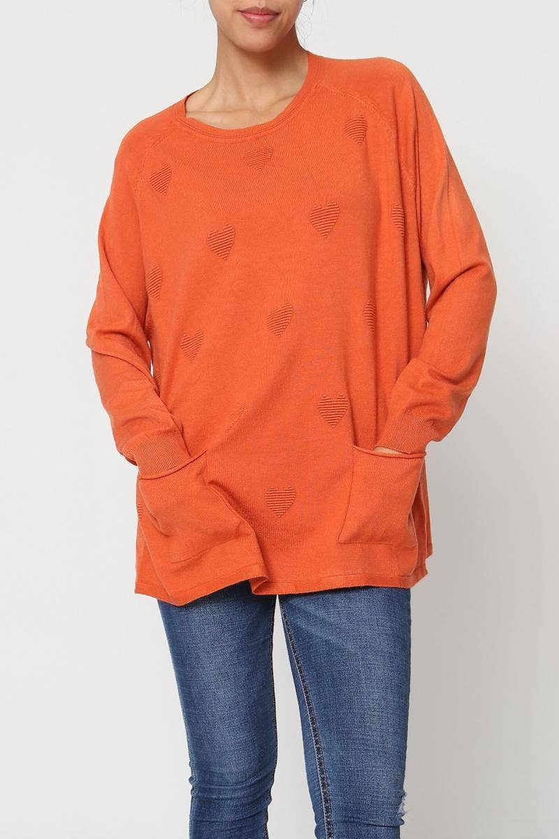 DIX-ONZE - Vendita all'ingrosso Maglia larga - Donna - Maglione Oversize con Motivo a Cuore Integrato – Stile Accogliente3