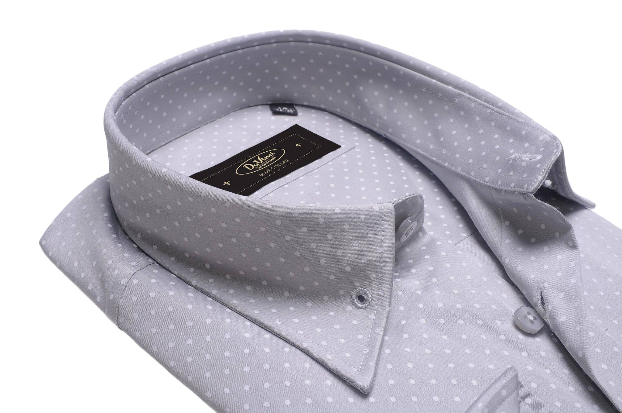 Virgoan Wish LLC - Wholesale Button Down Shirt - Men's - Da Vinci Blue Collar | Pin Collar Polkadot shirt8