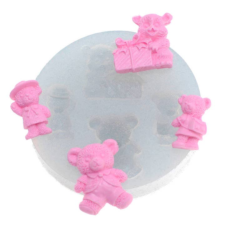 Teddy Bear Family Silicone Mold Cake Cupcake Decorating Fondant Baking Animal Mold Chocolate Candy Mould DIY for wholesale by Flexarte USA