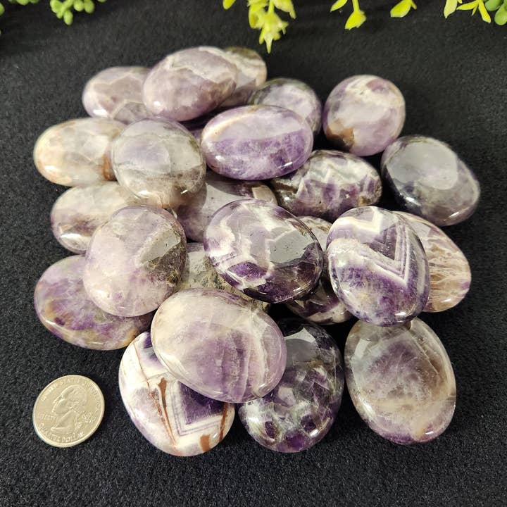 Meraki Gemstones - Wholesale Spiritual Stone/Crystal - Chevron Amethyst (0.5kg/1.1lbs) Palm Stones/Pillow Shape3