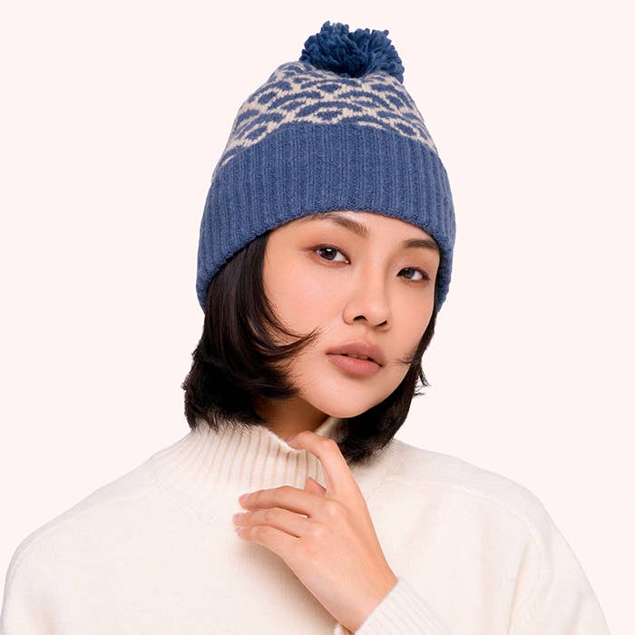 Powder Design inc - US - Wholesale Beanie - Women's - *Pre-Order AW26* Agatha Pompom Hat in Denim Mix0