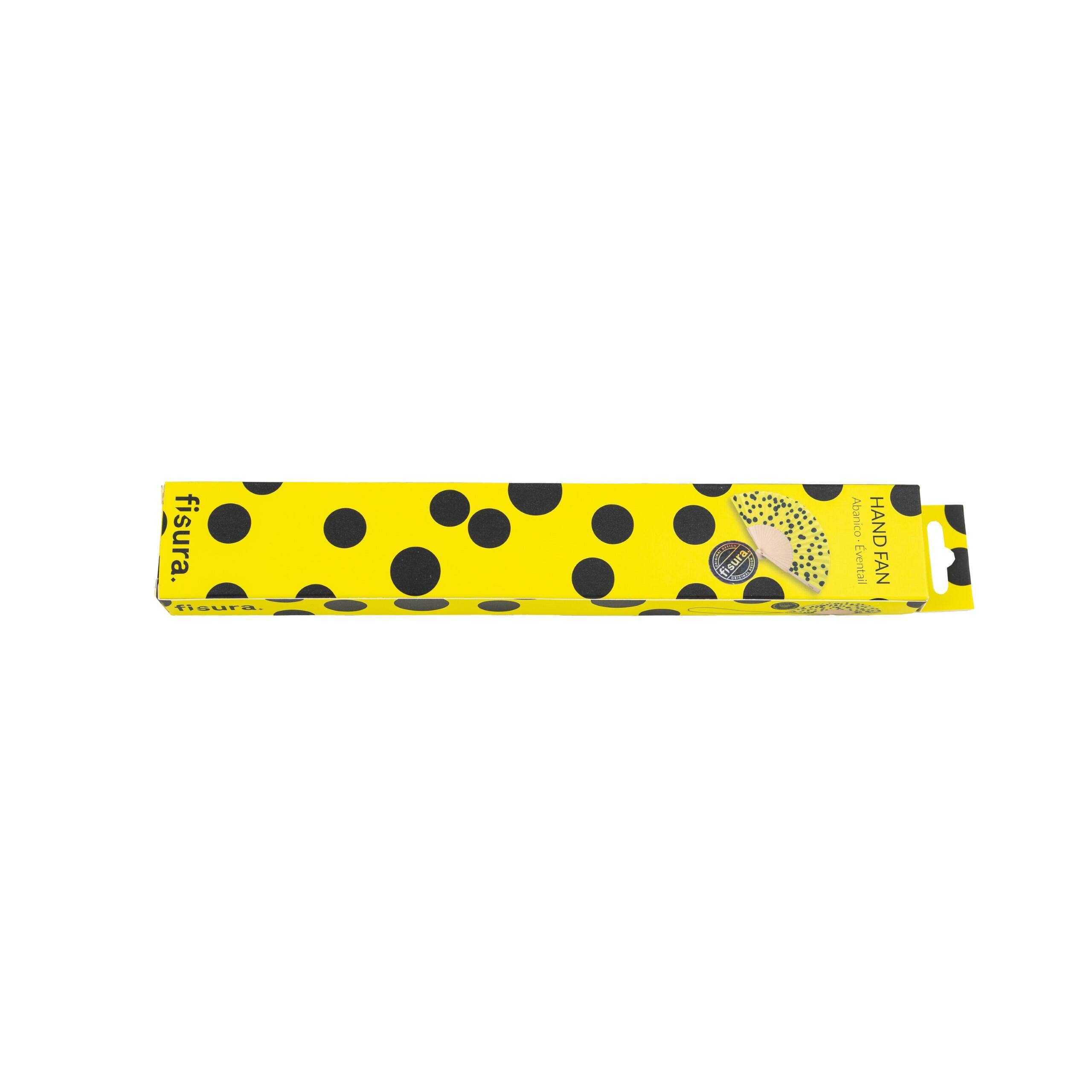 Fisura – wholesale Handheld folding fan – Yellow Polka Dot Fan2