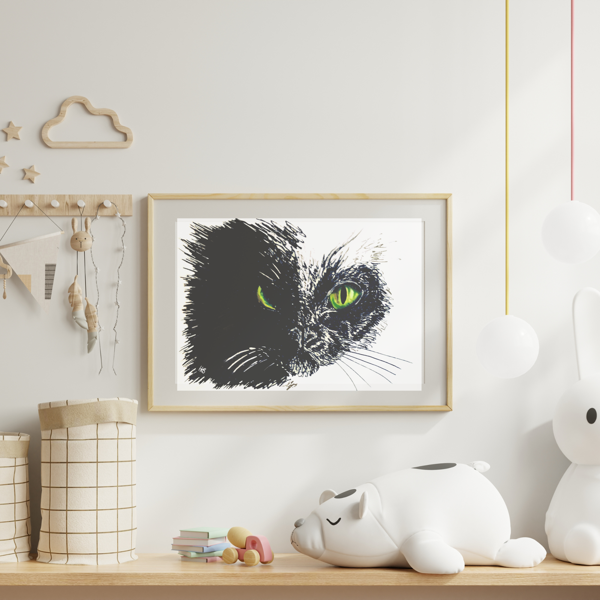 Hannah Kate Makes - Wholesale Art Print - Black Cat Art Print - A5/A4 - Halloween Witch's Familiar1