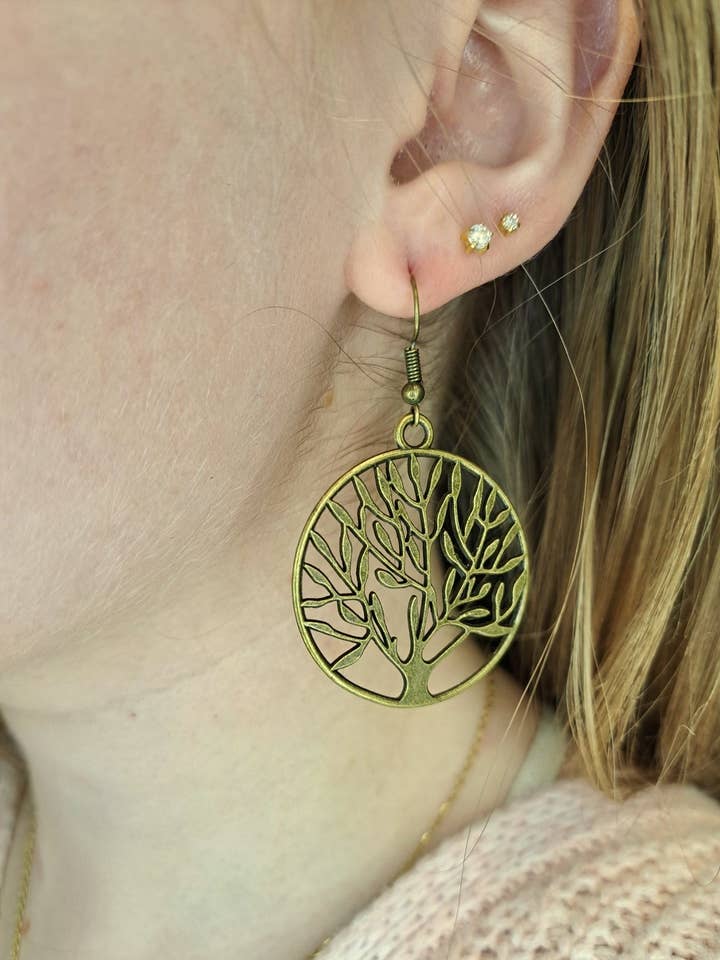 Grandes boucles d'oreilles Arbre de Vie pour la vente par Tumbled Earth