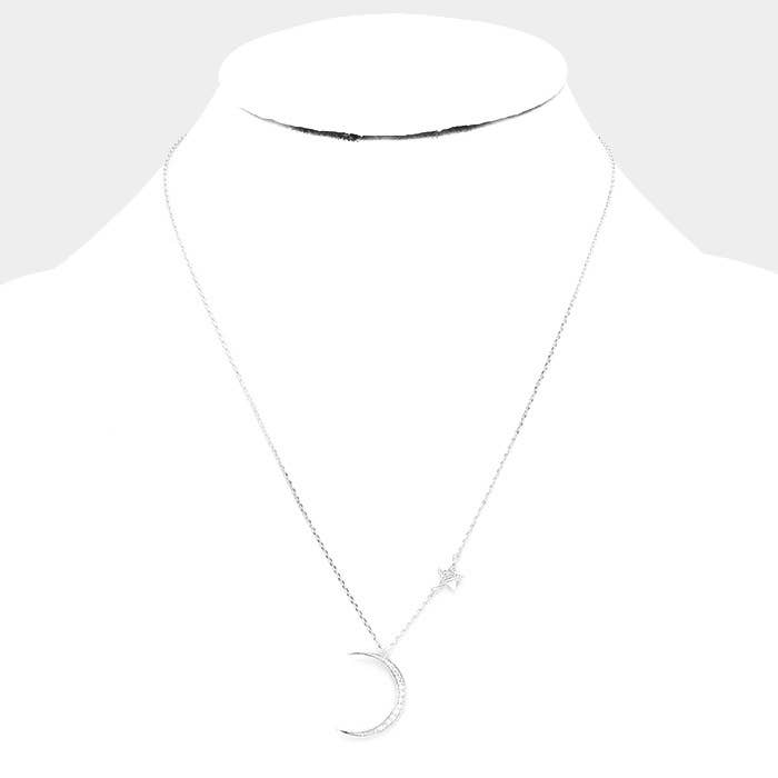 Sensibling Corp. - Wholesale Pendant/Charm Necklace - Gold Dipped Cubic Zirconia Moon Star Pendant Necklace3