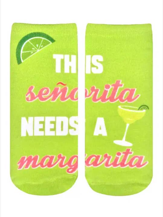 Chaussettes Novelty Graphic - « Srta. A besoin de « Margarita » -Green pour la vente par Living Royal