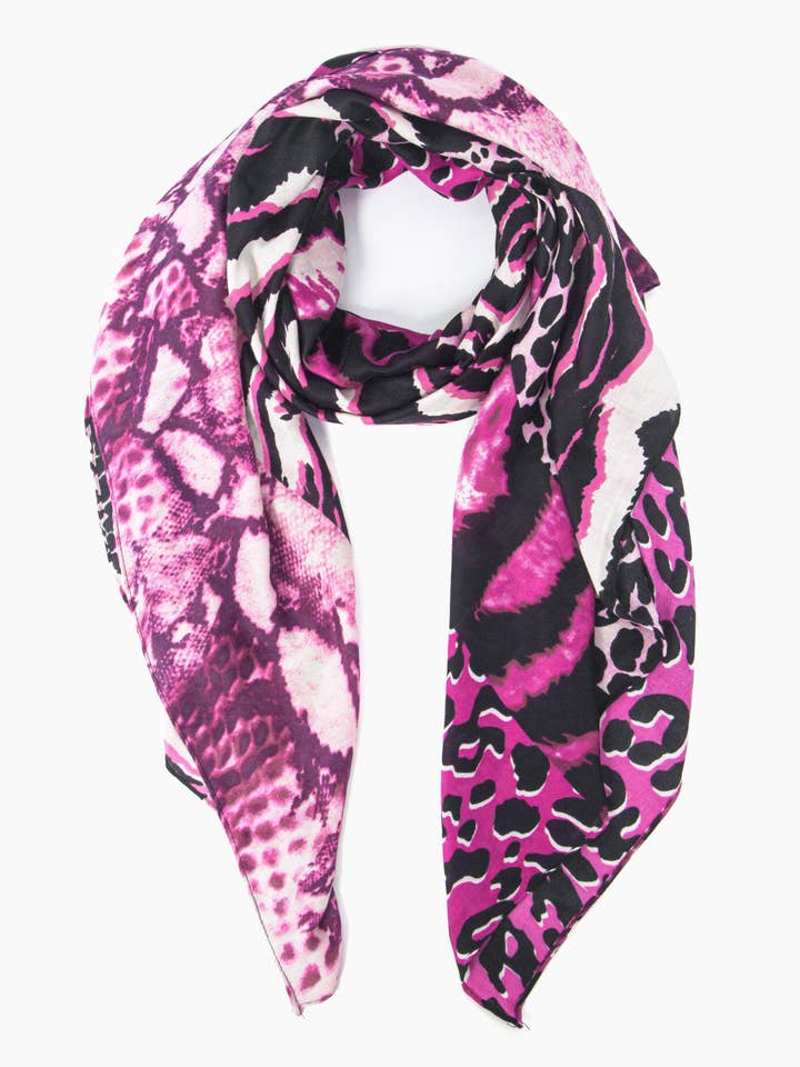 Écharpe légère Harriet - Fuchsia, animal pour la vente par Sarta Accessories