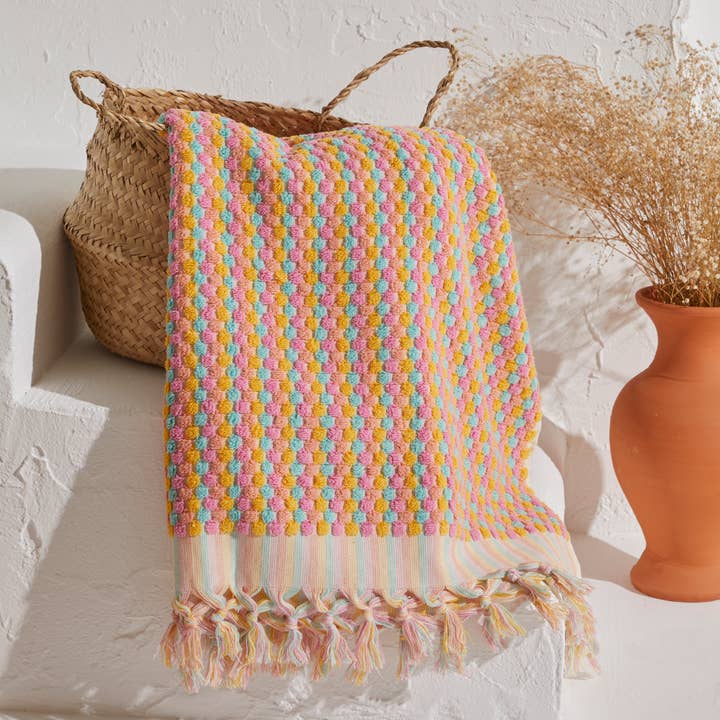Kikoya - Wholesale Bath Towel - Pompom Bubble Handloom Bath Turkish Towels Farmhouse Decor