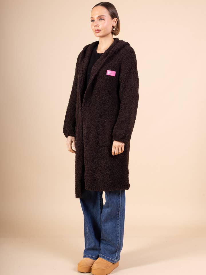 Pépouz' Paris - Wholesale Cardigan - Women's - Long hooded cardigan in bouclé knit PV25581