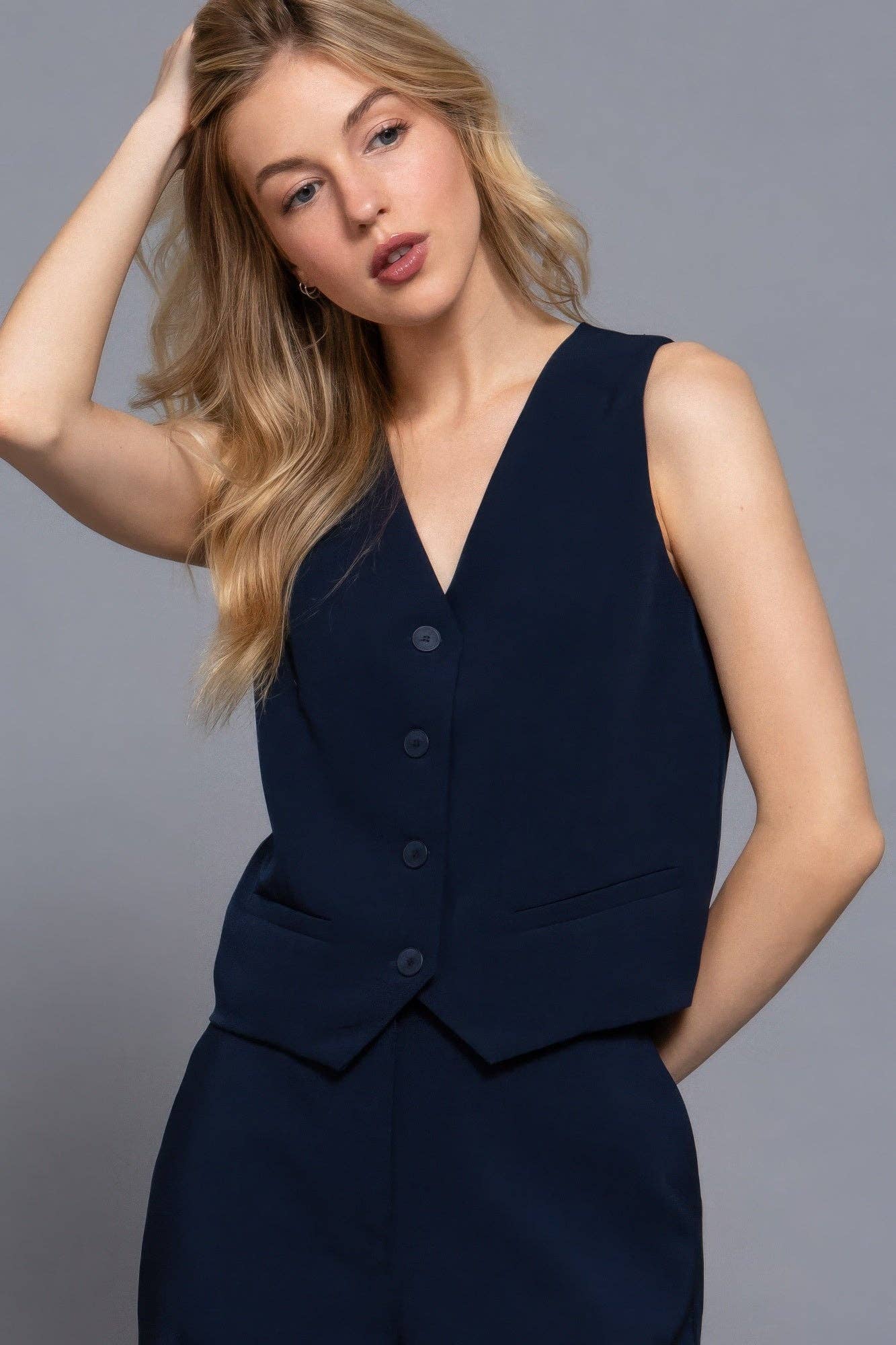 CC Wholesale Clothing - Wholesale Suit Vest - Women's - V-neckline W/front Button Closure Vest8