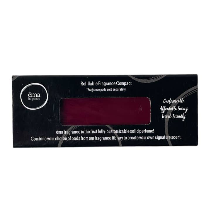 ēma fragrance – wholesale Compact mirror – ēma Burgundy Red Fragrance Compact – Customizable Gift9
