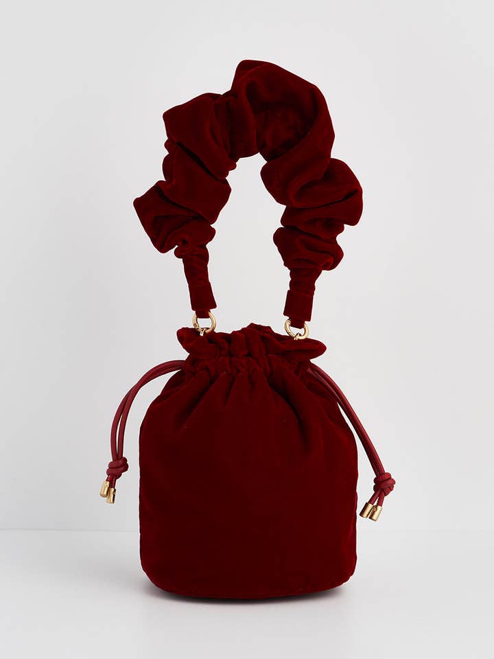 Red Velvet Bucket Bag for wholesale by Fable England