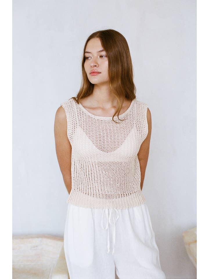 a.ren - Wholesale Knit Top - Women's - AW1063 | Knit Sweater Cotton Polyester See Through Tank Top
