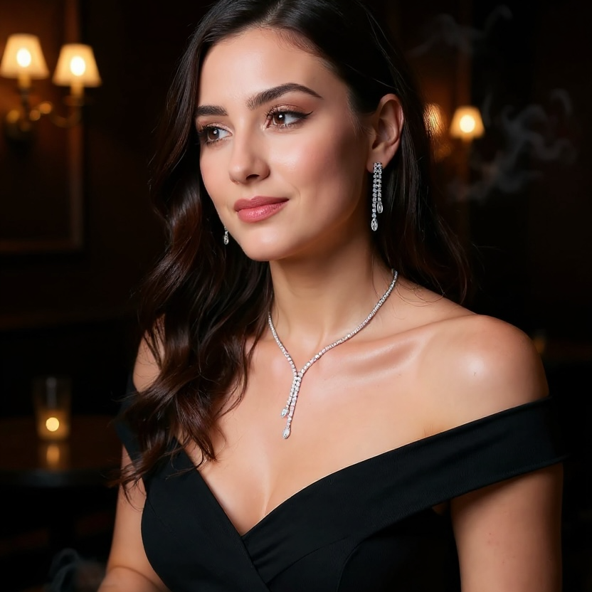 Athena Bridal Jewellery – wholesale Jewellery set – CZ COLLECTION - CRYSTAL SHIMMER DROP NECKLACE - NK268 SILVER0