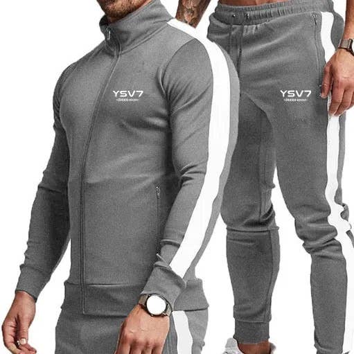 SURVÊTEMENT AJUSTÉ ARGENTÉ GRIS ET BLANC POUR HOMMES pour la vente par YSV7