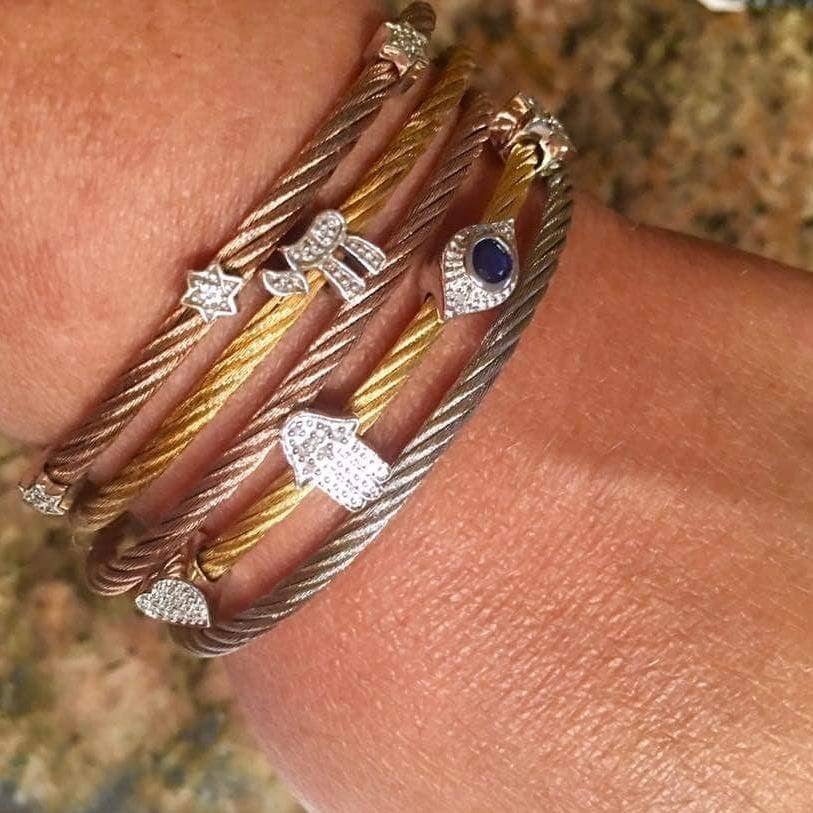 ALEF BET JEWELRY - Wholesale Charm/Dangle Bracelet - Diamond Jewish Star Bracelet in 4 Different Colors2