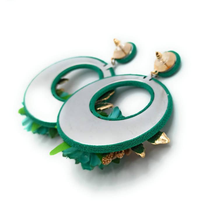 BRANDELIA - Wholesale Dangle Earrings - Large flamenco earrings · Turquoise hoop2