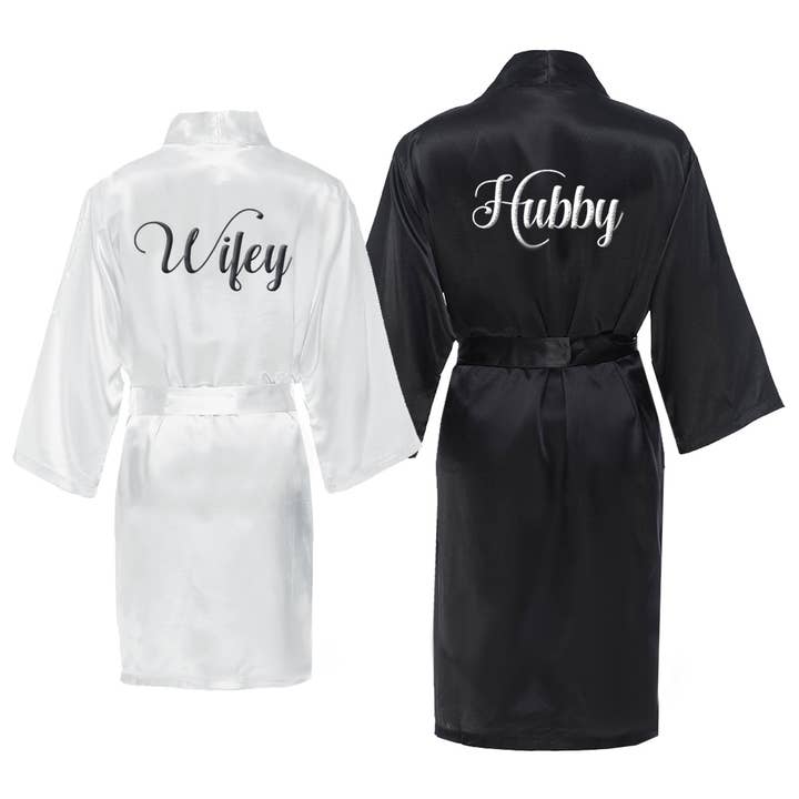 Wifey and Hubby Robe Set for wholesale by Classy Bride