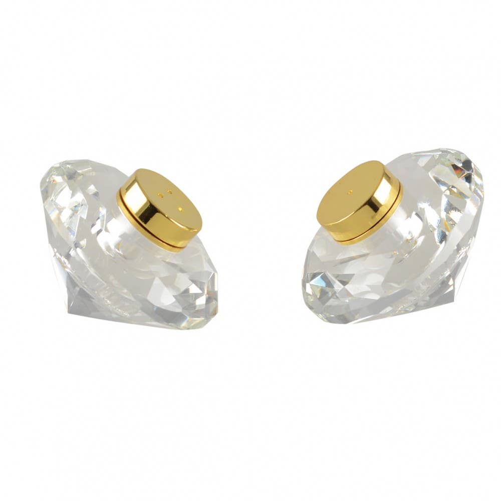 AULICA – Großhandel Salz- & Pfefferstreuer-Set – Salz- und Pfefferstreuer Kristall 7 cm goldfarben1