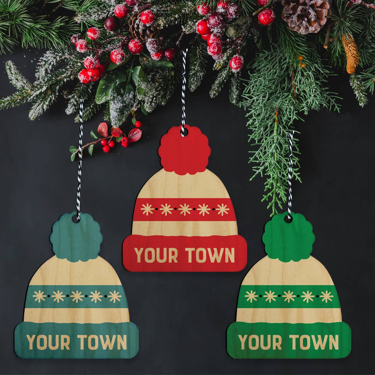 Rock Scissor Paper – wholesale Ornament – Holiday Beanie Personalized Wood Ornament, name drop design2