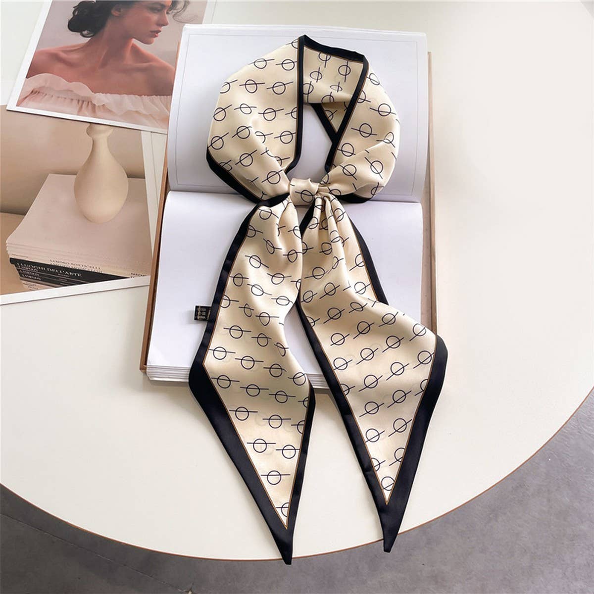 ACCITY - Wholesale Head Scarf - Women's - FASHIONABLE DOUBLE-LAYER RIBBON ANGLED HEAD SCARF_CWASC151513