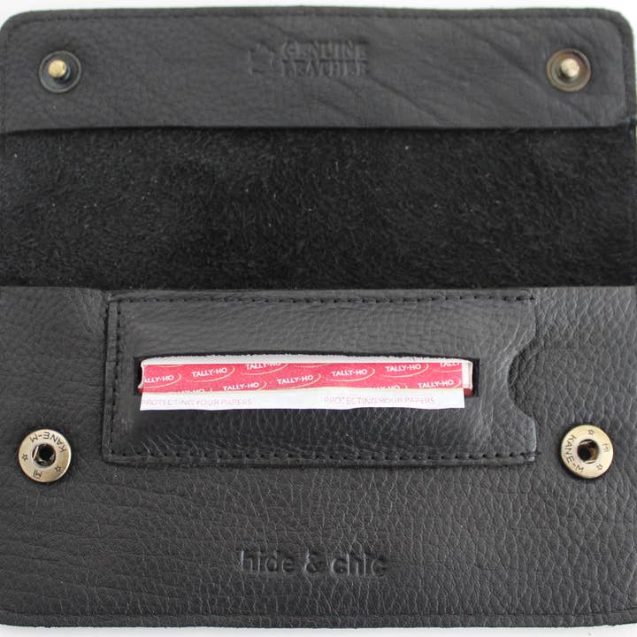 hide & chic - Wholesale Pouch – Women’s - Quality Full Grain Cow Hide Leather Tobacco Pouch. Black. Style: 11045. 50 gram.10