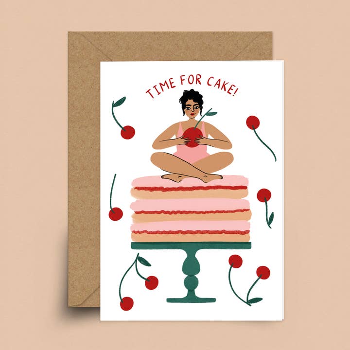 Biglietto di compleanno "È l'ora della torta" per la vendita all'ingrosso da parte di heyimsakina