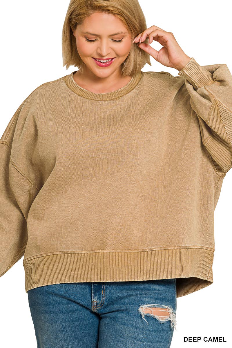 Vanilla Monkey - Vendita all'ingrosso Felpa - Donna - Pullover oversize Plus Acid Wash in pile2