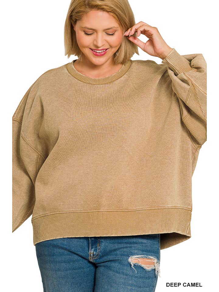 Vanilla Monkey - Vendita all'ingrosso Felpa - Donna - Pullover oversize Plus Acid Wash in pile2