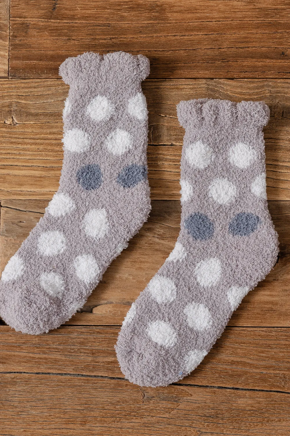 Marc JoJo - Wholesale Socks - Women's - Fuzzy House Socks with Polka Dots0