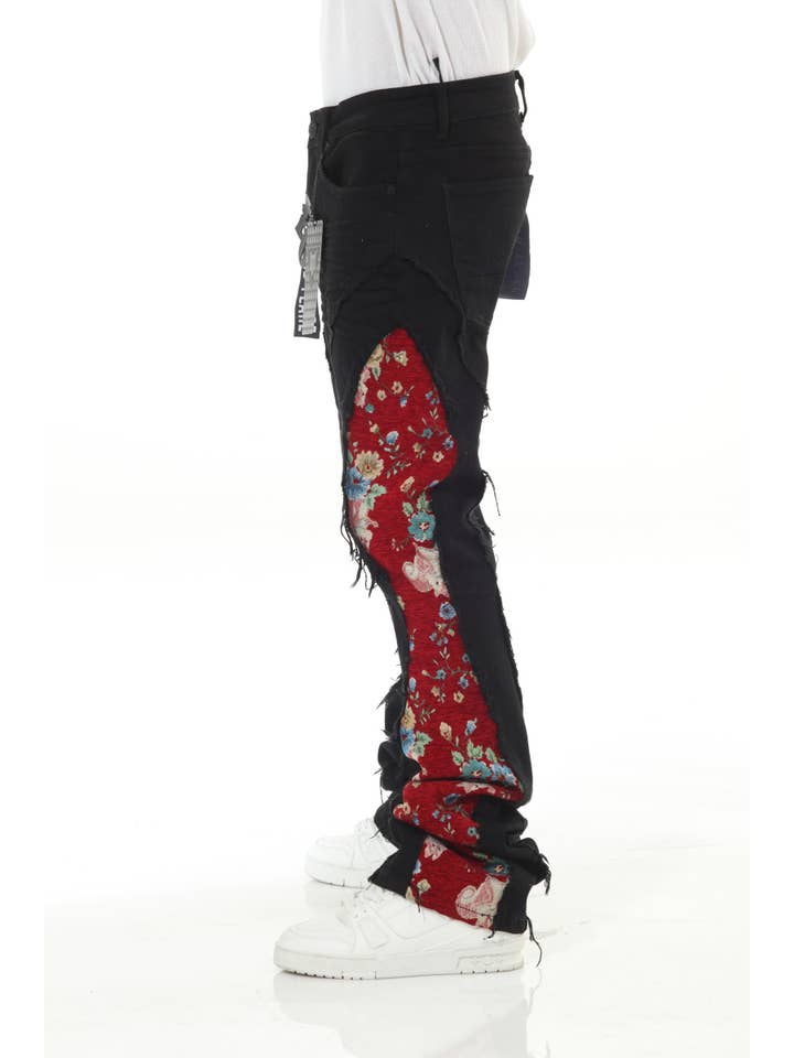 Stylo - Wholesale Jeans - Men's - Blk/Red Denim Tapestry Stack3